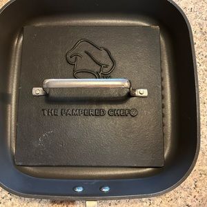 Pampered Chef Cast Iron Grill Pan and Grill Press